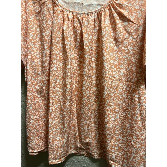 Shein Curve Orange Floral Blouse Woman’s Size 2XL - Picture 2 of 5